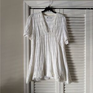 Zara White Cotton Linen Dress